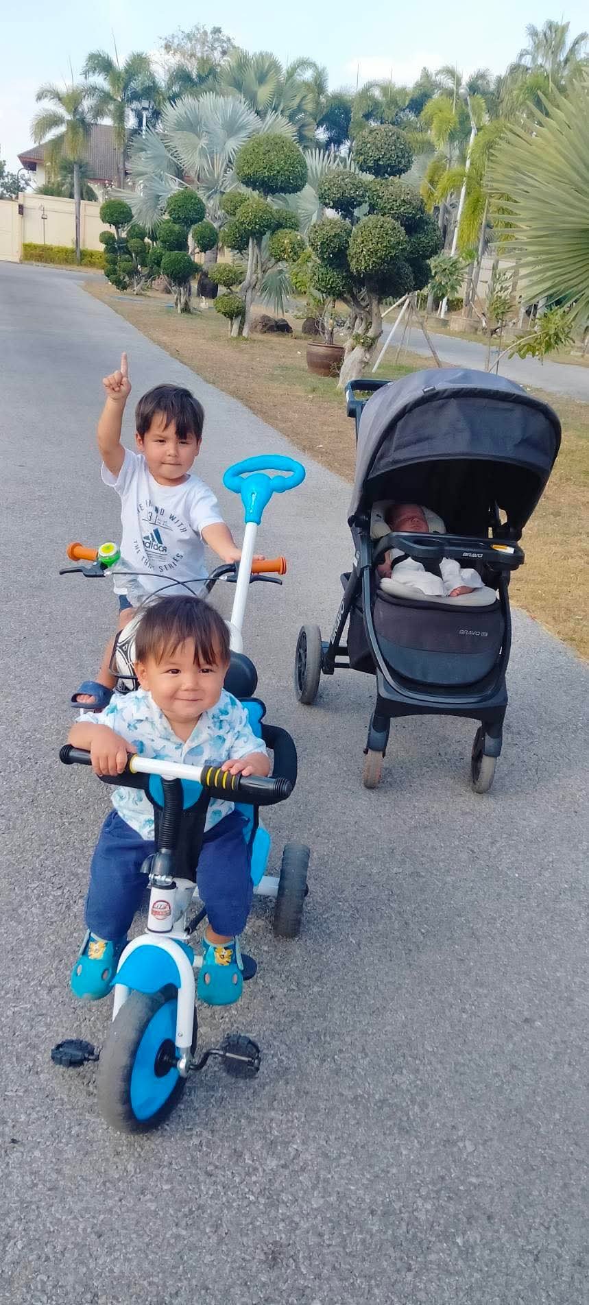 The boys on the driveway